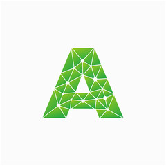 Letter A Logo Design Template. Network Connection Artificial Intelligence Technology. Technology Digital logo with element dot , circuit, line, chip, concept. network icon, connect concept - Vector
