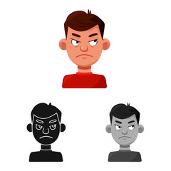 Vector design of guy and emotion icon. Set of guy and features stock vector illustration.