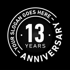 13 years anniversary logo template. Thirteen years celebrating logotype. Black and white vector and illustration.