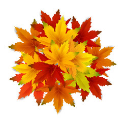 Autumn Background Template, with falling bunch of leaves, shopping sale or seasonal poster