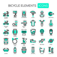 Bicycle Elements , Thin Line and Pixel Perfect Icons