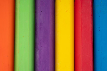 colorful crayons on white background