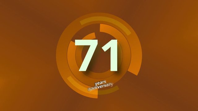71 Years Anniversary Digital Tech Circle Gold Background 