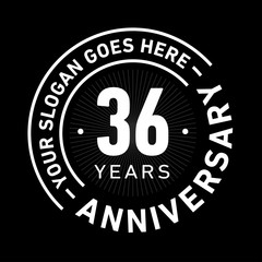 Fototapeta premium 36 years anniversary logo template. Thirty-six years celebrating logotype. Black and white vector and illustration.