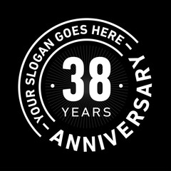 38 years anniversary logo template. Thirty-eight years celebrating logotype. Black and white vector and illustration.