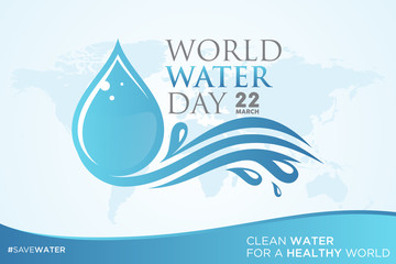 World Water Day letter on world map background with droplet