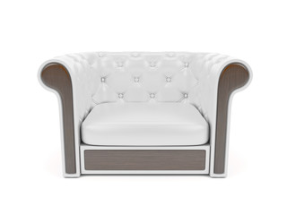 White leather sofa. 3d rendering illustration