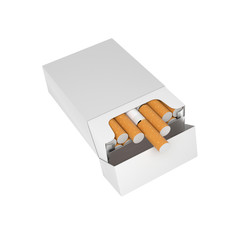 White blank pack of cigarettes. With brown filter