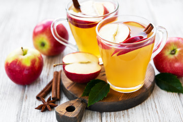 Apple cider  with cinnamon sticks