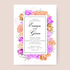 watercolor Floral wedding invitation template card design