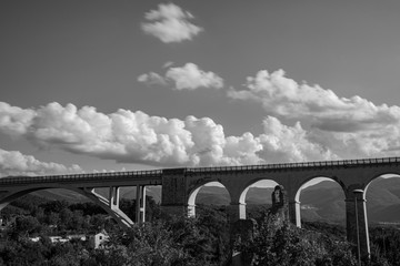 Isernia, Molise, Italy.  Santo Spirito railway bridge. View