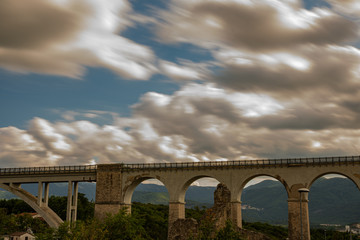 Isernia, Molise, Italy.  Santo Spirito railway bridge. View