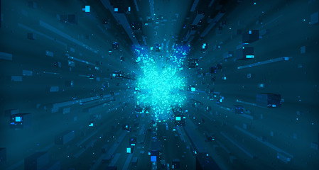 Fototapeta premium Future Data Technology, Information Technology Network and Transmission, Currency Symbols,renminbi