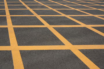 Fototapeta premium Traffic asphalt road cross paint line network low angle close-up