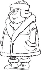 Man in a fur coat and hat.
