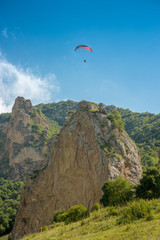 paraglider in the mountains of the Caucasus