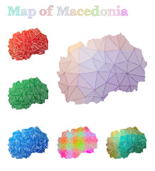 Hand-drawn map of Macedonia. Colorful country shape. Sketchy Macedonia maps collection. Vector illustration.