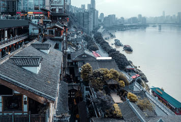 China Chongqing traditional houses on stilts