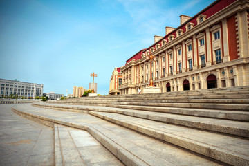 City square and historic buildings