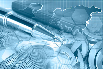 Mail signs, map and buildings