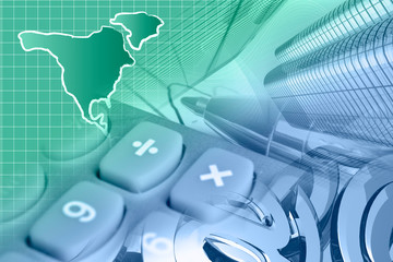 Mail signs, calculator and map