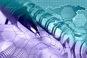 Mail signs, graph and buildings