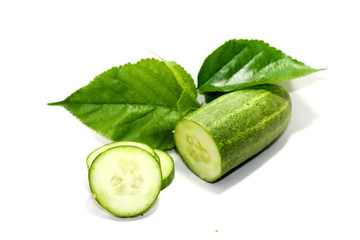  Cucumber sliced ​​in white background