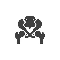 Pelvis bones vector icon. filled flat sign for mobile concept and web design. Hip joint glyph icon. Symbol, logo illustration. Vector graphics