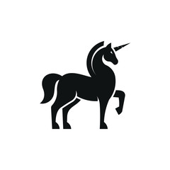 unicorn silhouette logo design stock vector