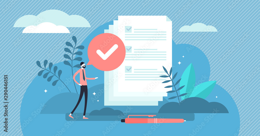 Wall mural task done vector illustration. flat tiny check to do list persons concept.