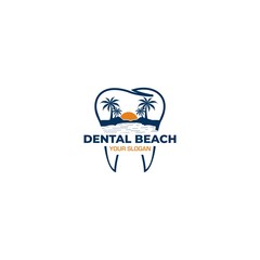 Dental Beach Logo Design Vector