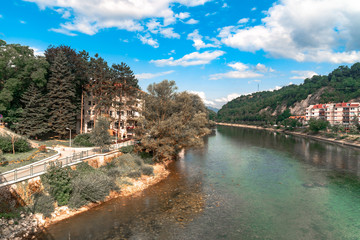 Fototapeta na wymiar Neretva River and Houses