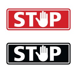 Stop Icon. Hand Gesture As Forbidden Illustration. Do not enter stop red sign with hand