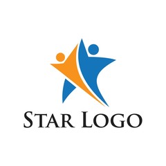 Star logo people and symbol success. Star Logo Template vector icon illustration design
