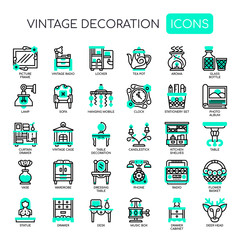 Vintage Decoration , Thin Line and Pixel Perfect Icons