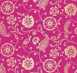 traditional paisley floral pattern , textile , Rajasthan, India	