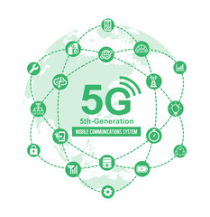 5G (5th-generation high-speed mobile communication system) flat vector  illustration