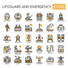 Lifeguard and Emergency Service , Thin Line and Pixel Perfect Icons