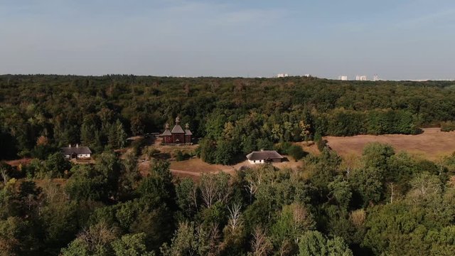 aerial view traditional village   open air museum of flork architecture  pirogovo Ukraine Kiev HD video