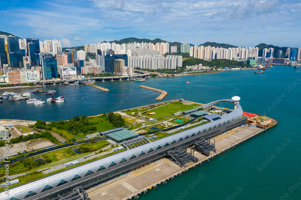 Poster cruise terminal building in hong kong