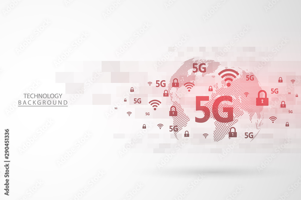 Poster global network connection.abstract background technology graphic design. 5g network wireless systems