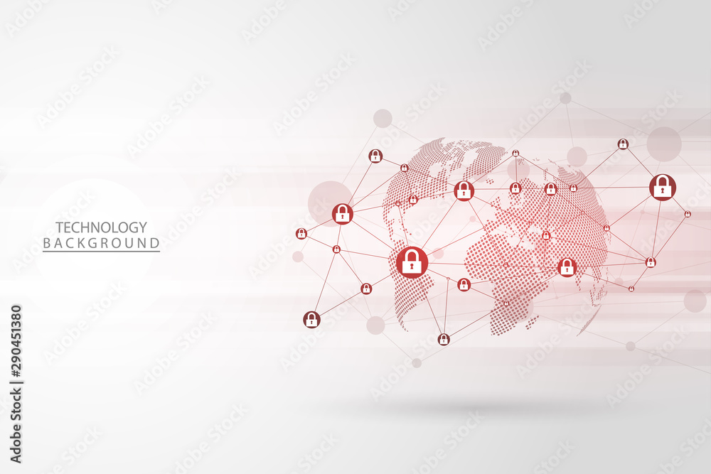 Canvas Prints cyber security concept on grey background, abstract digital internet. abstract background technology