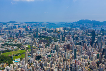Top view of Hong Kong downtown cityscape