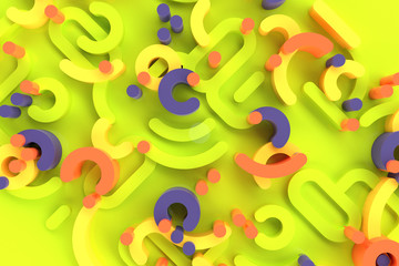 Green abstract geometric line background 3D illustration. Modern trendy ornament.