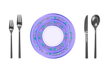 Cutlery, dishes  on a white background isolate