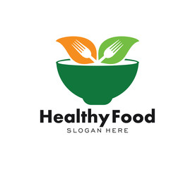 Healthy food logo template. Organic food vector design