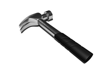 Realistic Hammer With Black Grip Isolated On White Background