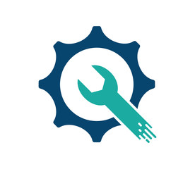 Wrench and gear logo template icons