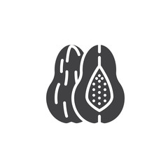 Melon fruit vector icon. filled flat sign for mobile concept and web design. Melon whole and slice glyph icon. Symbol, logo illustration. Vector graphics