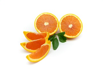 orange and slices isolated on white background